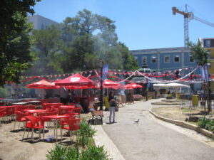 Festival setup on side street